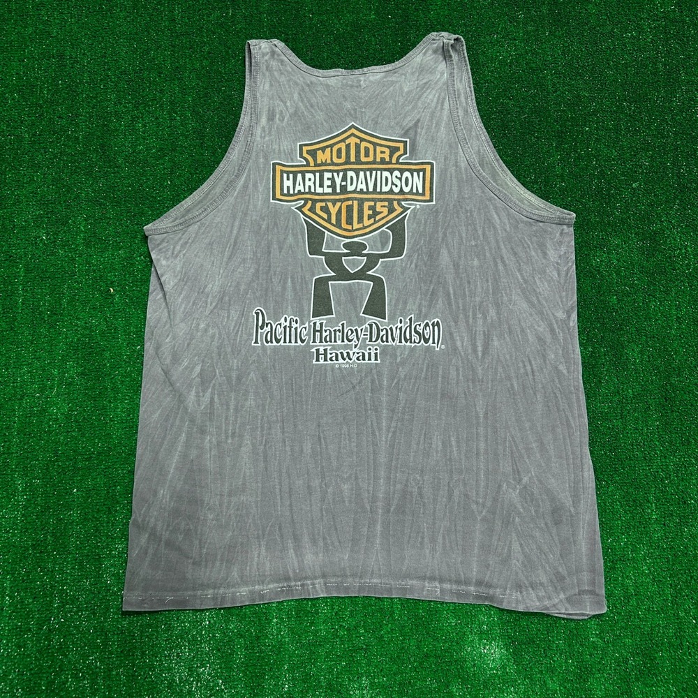 Harley-Davidson Tank Top Mens XL Slate Vintage 1998 Pacific Hawaii Acid Wash